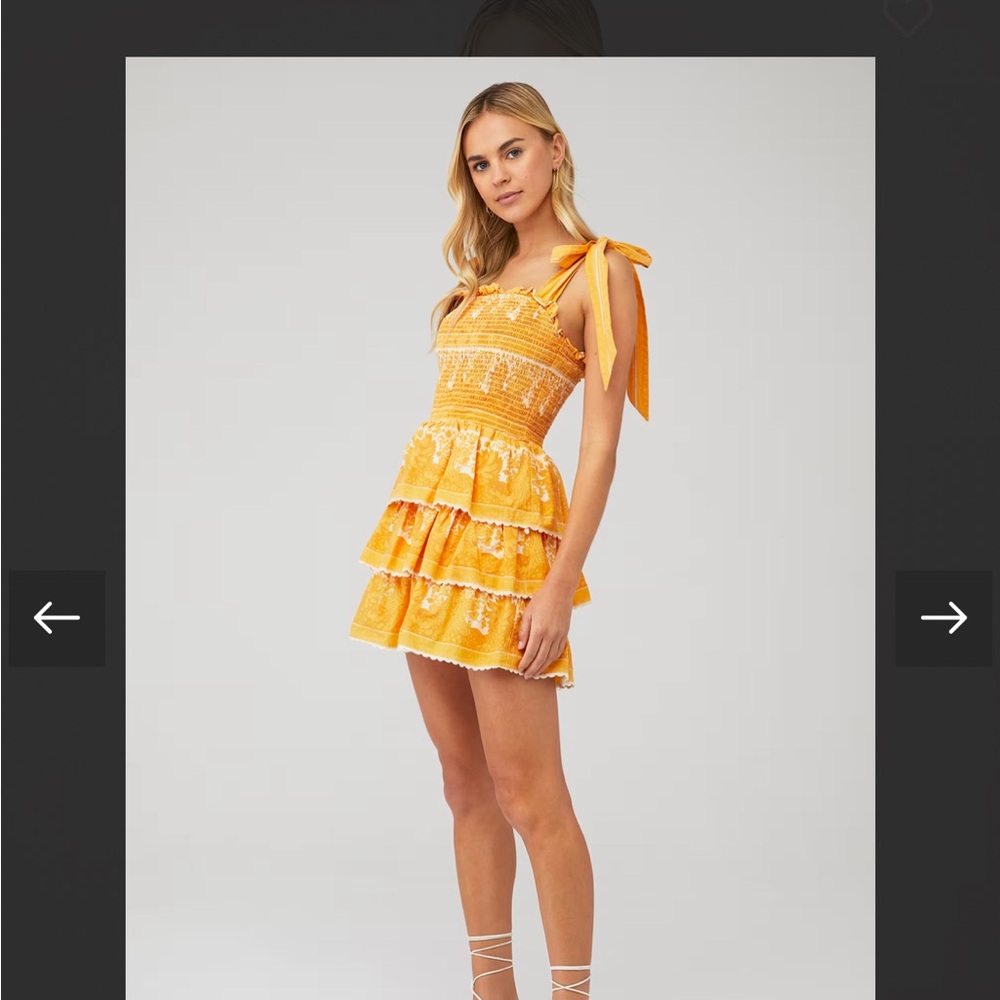Cleobella Eliana Mini Dress Coastal Print Yellow Tiered Boho Size Small - Picture 3 of 7